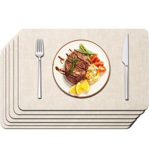 Maxpearl Faux Leather Beige Waterproof Placemats Set of 6